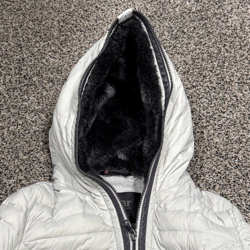 Pajar Cece Down Light Gray Hooded Puffer long Jacket - Picture 6 of 8